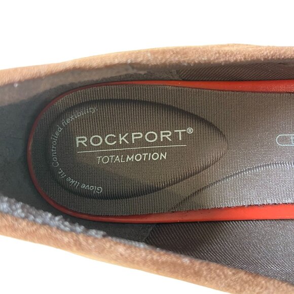 Rockport Total Motion Women's Brown Suede Flats Size 7.5 With Gold Heel Accent N - Picture 3 of 8